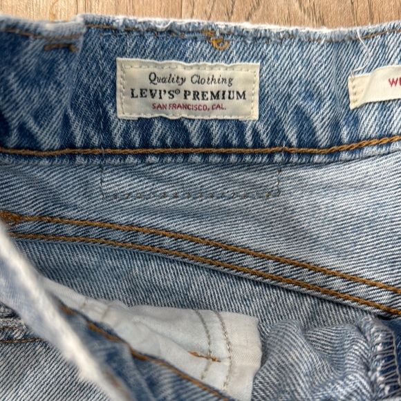 Levi's Blue Jean Shorts Distressed High-Waisted Size 24 - Picture 2 of 6